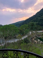 The view from the balcony showing the Yilan’s coastal-side mountain