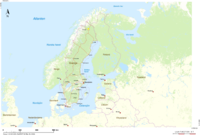Oversigtskort. Hytterne er ved den gule markering højt mod nord.