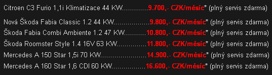 Kalkulace operativního leasingu