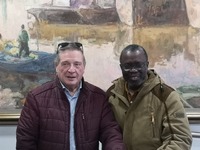Julián Celaya Loyola y Tomás Gomes Barbosa en su visita a las instalaciones de Casa Galicia en Bilbao