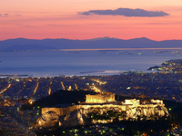 Acropolis, Athina's piece de resistance and Pireaus in the background