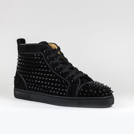 christian louboutin high-top suede zwart spikes