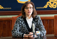 Imagen de Ángela Díaz en rueda de prensa