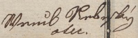Podpis Wácslava Nebeského z roku 1853