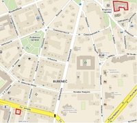 Mapa míst, kam chodil Josef Čacký do měšťanky a poté do učení k Josefu Řepovi