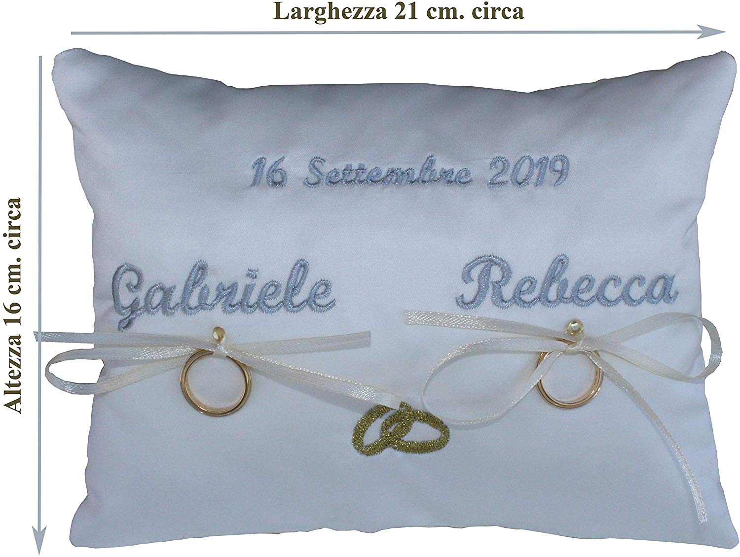 Cuscino Porta Fedi Nuziali Personalizzato - Nome Sposi E Data