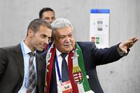 Aleksander Ceferin, az UEFA és Csányi Sándor, az MLSZ elnöke a Puskás Aréna nyitóünnepségén 2019. november 15-énKoszticsák Szilárd/MTVA - Médiaszolgáltatás-támogató és Vagyonkezelõ Alap