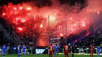 Bayern München szurkolók a vendégszektorban Hoffenheimben 2020. február 29-én - Szerzői jogok Michael Probst/Copyright 2020 The Associated Press. All
