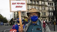 Brexitellenes tüntető Londonban 2020. szeptember 23-án - Szerzői jogok Alberto Pezzali/Copyright 2020 The Associated Press. All rights reserved