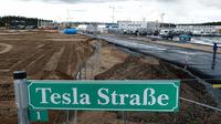 A Tesla épülő gigagyára Grünheidében - Szerzői jogok AP Photo/Michael Sohn