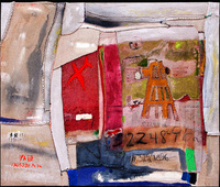Falluja, Deformation-Information. Mixed media, stitching/embroidery on canvas. 100 x 120 cm. 2008–09 费卢杰, 畸变—信息, 混合媒体,缝纫/布上绣花, 100 x 120 cm, 2008–09