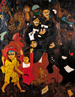 Changing Stars. Oak wood, oilpaint. 200 x 152 cm. 1990 - 94