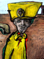 Conquistadors passing by Falluja (detail), oil, kasein tempera on canvas, 2005 120 x 100 cm