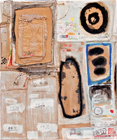 Message (Ban Zheng) 1, Mixed media, stitching/embroidery on canvas 145 x 120 cm, 2009 消息(办证)1, 混合媒体,缝纫/布上绣花, 145 x 120 cm, 2009