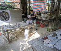 The project assistent XuePing Yu mixing the glaze in the studion at Laoyatan, Jingdezhen...