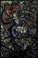 An Exemplary Action relief in oak, oil paint, kaolin 1999 144x91 cm