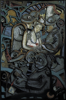 Like A Dog! relief in oak, oil paint, kaolin 1999 144x91 cm