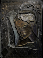 Maya. patinerad brons, bladguld, upplaga: 1/5. 68x80 cm. 2005 (privat samling)
