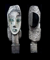 Blondie. (Front- and backside). Patinated bronze, kasein tempera. Unique. 117,5 x 26 x 31 cm. 2004-06. (Private collection)