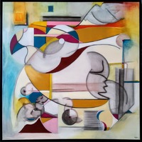 Nº 74 - Carboncillo, acrílico y óleo sobre lienzo de 100x100 VENDIDO