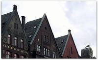 Gammel bebyggelse fra Bryggen i Bergen. Foto: Erling Jensen.