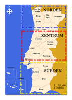 karte - Regionen von Portugal