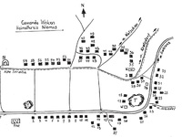 Dobový plánek obce, Alte Strasse – stará cesta do Mimoně, a propojující cesty do nové (současné) silnice do Mimoně. Kratzdorf (Kracmanov), Wolschen (Olšina), Gablonz (Jabloneček)
