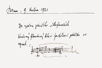 Melodie des Vogelgesangs. Am 9.5.1921 notierte Leoš Janáček: Vom Vogelgesang im Lužánky-Park. Es meldete sich die schöne Flautostimme irgendeines Vögelchens. © Moravské zemské muzeum