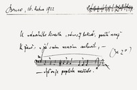 Speech melody: Leoš Janáček noted on 16. 4. 1922: At the National Theatre, seven o'clock in the morning, a man says to a woman, "I need to talk to him - I mean he's a total scatterbrain." © Moravian Museum