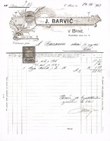 Un recibo de la librería de J. Barvič (1908) © Archivo de la Ciudad de Brno