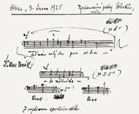 Melodía del habla: Leoš Janáček anotó en el restaurante U Polenků el 3.2.1925: Dr. Ant. Beer: “Yo me lo tengo que recompensar todo el año.”. De una conversación grupal. © Museo Regional Moravo