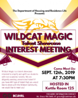 We can’t wait to meet you! Our official Wildcat Magic Interest meeting will be on September 12th, 2019 at 7:30pm in Kottle Room 125! We are diligently seeking unrestricted talent! More surprises underway.. 🙊 #BCU19 #BCU20 #BCU21 #BCU22 #BCU23