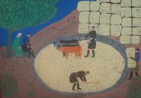 Geronimakis, „Mlátenie obilia“, Olejomaľba na plátne, 80 x 60 cm