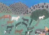 Geronimakis, „Pri studni“, Olejomaľba na plátne, 80 x 60 cm