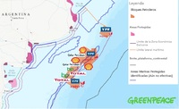 El mapa de las zonas donde operarían las petroleras interesadas, sobre el mar argentino. Greenpeace Argentina