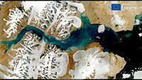 Glaciares que se derriten alrededor de Constable Pynt, en Groenlandia, el 28 de julio de 2021. Copernicus Sentinel-2 / @DEFIS_EU / Reuters