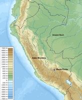 Mapa de elevación de Perú.