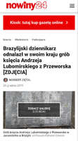 O portal Nowiny24 publicou: "Um Jornalista Brasileiro encontrou o Túmulo do Príncipe Andrzej Lubomirski, de Przeworsk, em seu país"