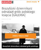 Manchete do portal polonês Rzeszów Eska Info: "Jornalista Brasileiro descobre Tumba do Príncipe Polonês"