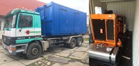 Kontejner s technologií pro vysokotlaké čištění. Osazeno na abroll rámu