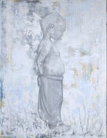 AAMU-UINTI 116X89X2vm. Akryylimaalaus. (Mallina Wäinö Aaltosen veistos, Graniittipoika)