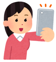 スマホを高く上げて持つ
