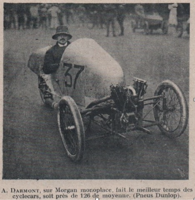 A. Darmont sur monoplace moteur MAG 8 soupapes, journée des records au Bois de Boulogne 1921